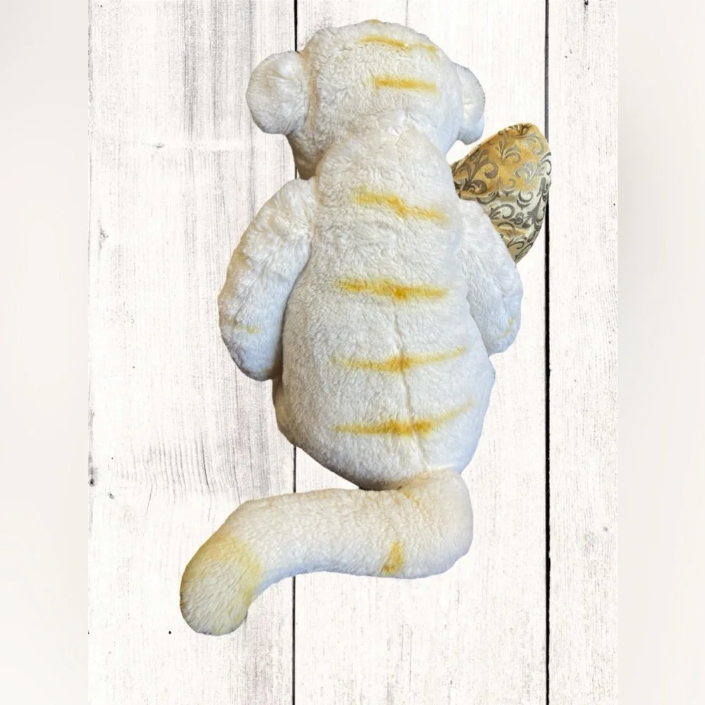 Disney Store 18” TIGGER Winnie the Pooh Christmas Cream Gold Bow Plush Toy - Picture 6 of 9